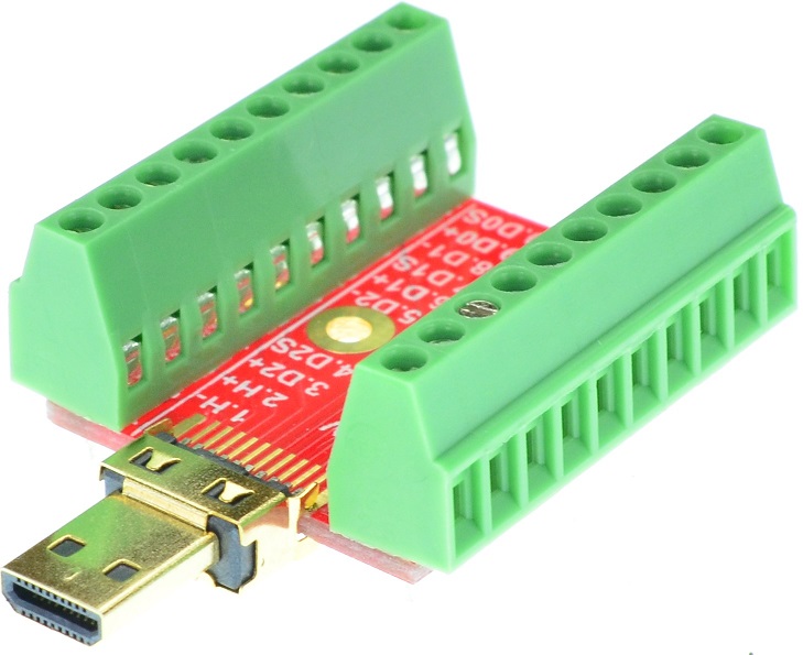 Micro HDMI Type D Male connector Breakout Board